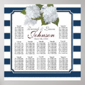 Empfang Seating Chart Navy White Hydrangees Poster (Vorne)