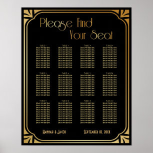 Empfang-Seekarte für Schwarz und Gold Art Deco Poster