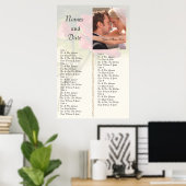 Empfang-Sitzkarte für Vintage Rose Poster (Heimbüro)