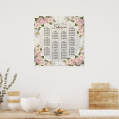 Empfang Sitzkarte Rosa Hydrangea Holzbalken Poster (Küche)