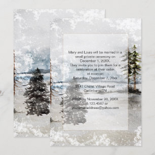 Empfang Snow Lake Fir Pine Trees Nur Hochzeit Einladung