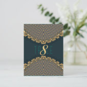 Empfang-Tischnummer mit aquamarin+Gold-Spitzentech Postkarte (Stehend Vorderseite)