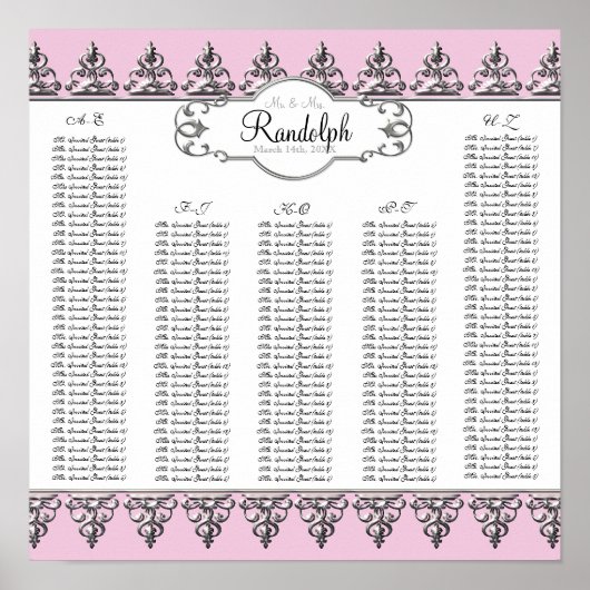 Empfang Tischplatte Barockschräge Silber Poster (Vorne)