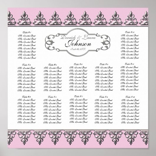 Empfang Tischplatte Barockschräge Silber Poster (Vorne)