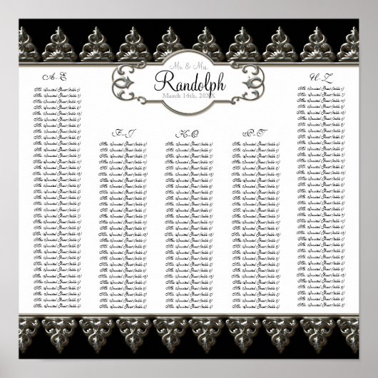 Empfang Tischplatte Barockschräge Silber Poster (Vorne)