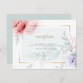 EMPFANG | Trendy Coral & Lilac Aquarelle Peonies Begleitkarte (Vorne/Hinten)