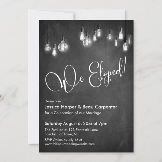 Empfang Typografie, Edison Lights, Halbpension Einladung (Vorderseite)