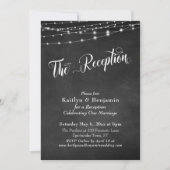 Empfang Typografy Chalkboard String Lights Einladung (Vorderseite)
