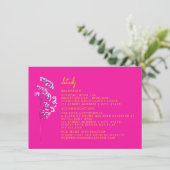 Empfang Unterkunft Heiß rosa Hochzeit Einladung (Stehend Vorderseite)