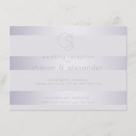 Empfang | Violet Silber Shimmer Strip Monogram2 Begleitkarte