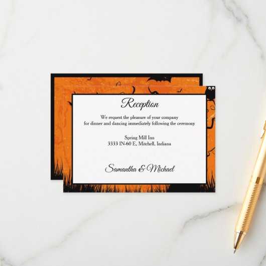 Empfang von beängstigenden Halloween-Bäumen Begleitkarte (Vorderseite/Rückseite Beispiel)