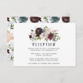 Empfang von Bordo- und Navy-Floral-Hochzeiten Begleitkarte (Vorne/Hinten)