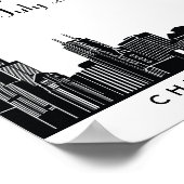 Empfang von Chicago Skyline Black Wedding Poster (Ecke)