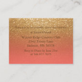 Empfang von Coral und Gold Glitzer Begleitkarte (Rückseite)