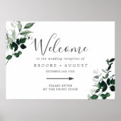 Empfang von Emerald Greenery Right Directional Wed Poster (Vorne)