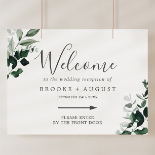Empfang von Emerald Greenery Right Directional Wed Poster