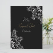 Empfang von Gold und Black Wedding Menükarte (Stehend Vorderseite)