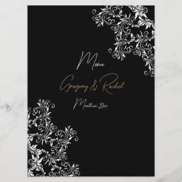 Empfang von Gold und Black Wedding Menükarte