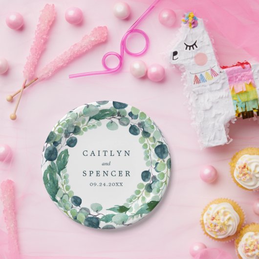 Empfang von Lush Greenery Wreath Pappteller (Party)