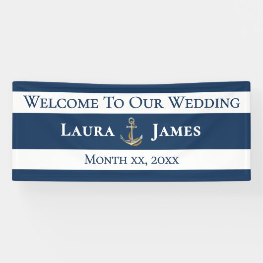 Empfang von Nautical Anchor-Hochzeiten Banner (Horizontal)