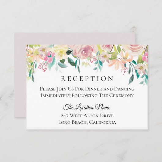 Empfang von Pastel Summer Floral Einladung (Vorne/Hinten)