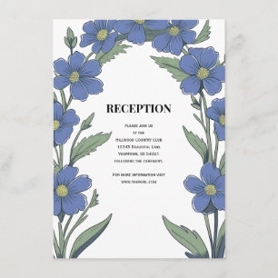 Empfang von Periwinkle Blue Floral Begleitkarte