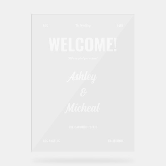 Empfang von Retro-Minimal-Skriptbriefen Acrylschild (Vorderseite)