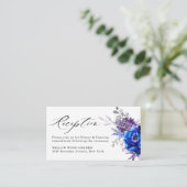 Empfang von Royal Blue Lilac Lila Floral Begleitkarte (Stehend Vorderseite)