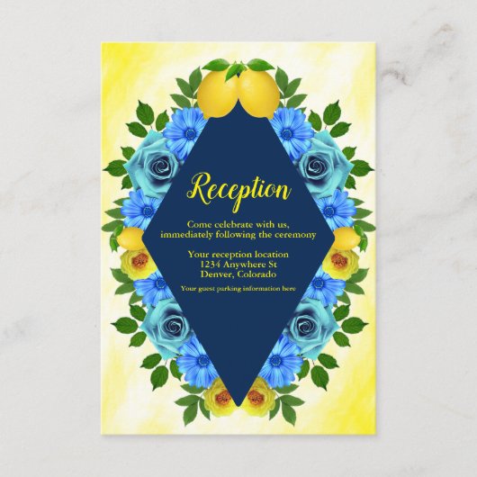 Empfang von Sunny Lemon Floral Begleitkarte (Vorderseite)