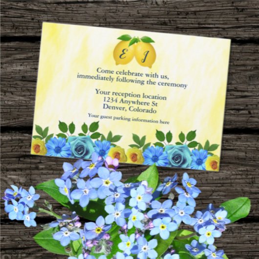 Empfang von Sunny Lemon Floral RSVP Karte