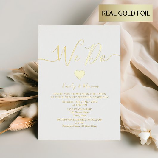 Empfang von White and Gold Hochzeiten Folieneinladung
