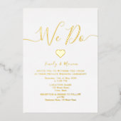 Empfang von White and Gold Hochzeiten Folieneinladung (Vorderseite)