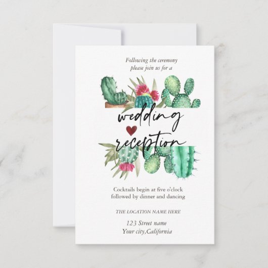 Empfang Wasserfarbenkaktus Einladung (Vorderseite)