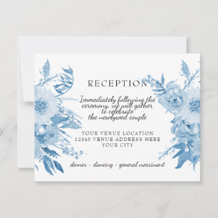 Empfang Watercolor Light Blue in White Floral RSVP Karte
