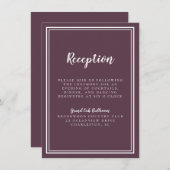 Empfang Wedding Classic Lila White Simple Begleitkarte (Vorne/Hinten)