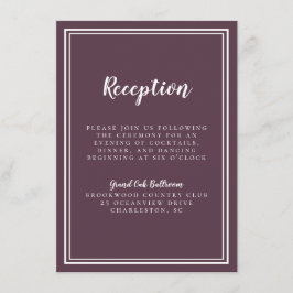 Empfang Wedding Classic Lila White Simple Begleitkarte