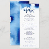 EMPFANG WEDDING MENU stilvolle Marine Aquarell Menükarte (Vorne/Hinten)