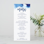 EMPFANG WEDDING MENU stilvolle Marine Aquarell Menükarte (Stehend Vorderseite)