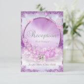 Empfang Wedding Pink Lilac Rings Butterfly Einladung (Stehend Vorderseite)