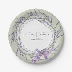 Empfang Wreath French Lavendel Floral Water color Pappteller