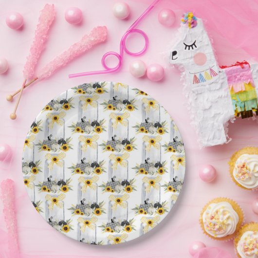 Empfang zum Hochzeitsessen Rustikale Sonnenblumen Pappteller (Party)