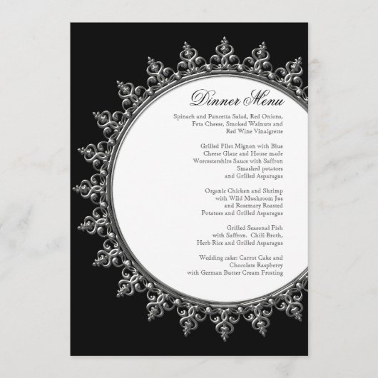 EmpfangAbendmenü Klassisches Barockkreislauf Menükarte (Vorderseite)