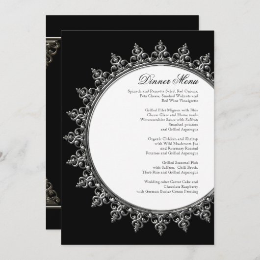 EmpfangAbendmenü Klassisches Barockkreislauf Menükarte (Vorne/Hinten)