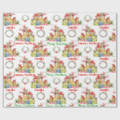 Empfänger Name Weihnachtswasserfarbe der Geschenke Geschenkpapier (Flach)