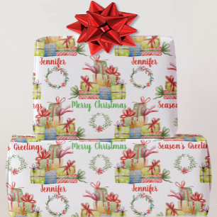 Empfänger Name Weihnachtswasserfarbe der Geschenke Geschenkpapier