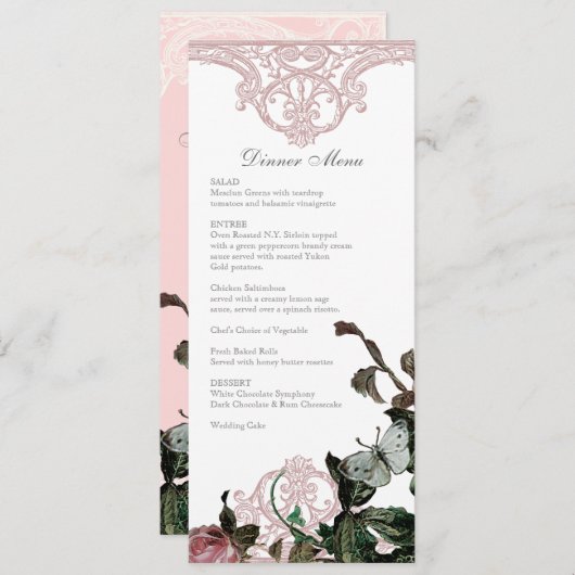 Empfangs-Abendessen-Menü formal, Gitter-Rose Menükarte (Vorne/Hinten)