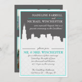 Empfangs-nur Chicagoskyline-Hochzeits-Foto Invit Einladung (Vorne/Hinten)