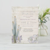 Empfangs-Wüsten-Kaktus-saftige hölzerne Typografie Einladung (Stehend Vorderseite)