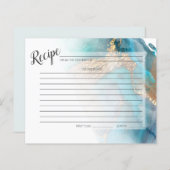 EMPFANGSKARTE | Goldfarben und Aquamarine Marmorfa (Vorne/Hinten)