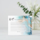 EMPFANGSKARTE | Goldfarben und Aquamarine Marmorfa (Stehend Vorderseite)